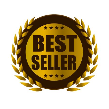 best seller leaf gold badgeのイラスト素材