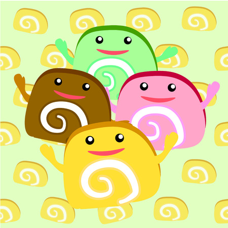 jamroll sweet cartoon eat vectorのイラスト素材