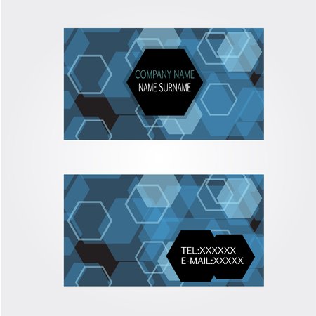Blue techonology Business-Card name card Set Modernのイラスト素材
