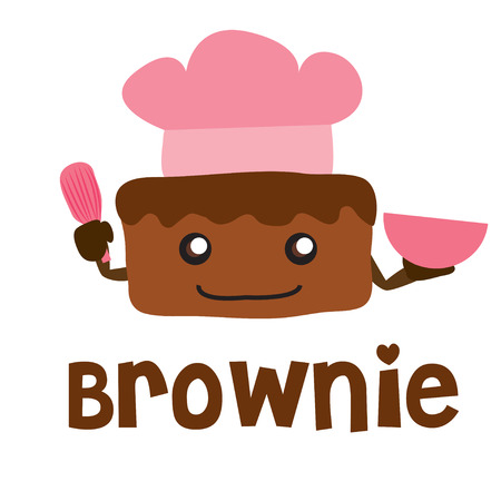 brownie vector cartoon cute sweet chef cookのイラスト素材