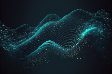3d rendering abstract digital background with particles. Futuristic wave design (Ai generated)の素材