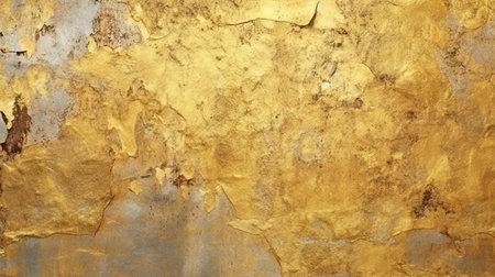 Texture of old rustic wall covered with yellow stucco. Abstract background for design.の素材