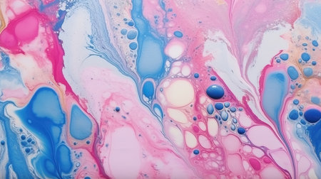 Abstract background of acrylic paint in blue, pink and white tones.の素材