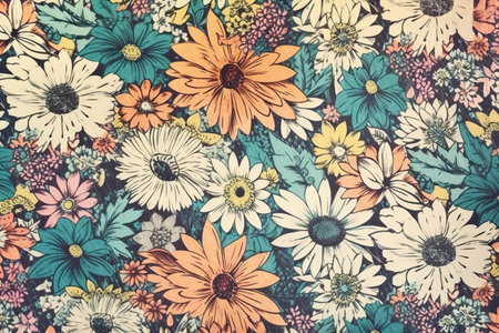 Floral background. vintage pattern with daisies.の素材