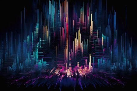 Abstract background with glowing lines and bokeh. Vector illustration.の素材