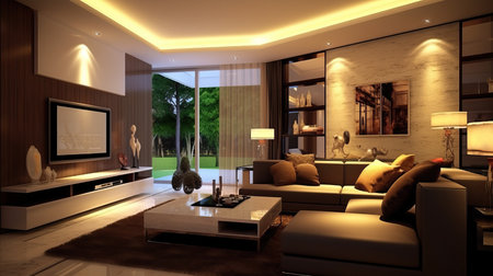 Living room in a modern house with a beautiful designの素材