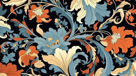 Background  with floral ornament in retro style. Vector illustration.の素材