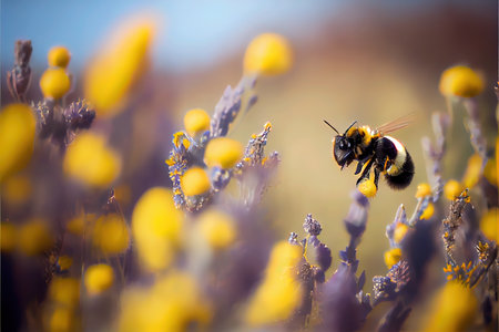 Bumblebee on a flower. Shallow depth of field.の素材