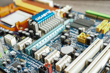 Repairing and upgrade circuit mainboard of notebook, electronic, computer hardware and technology concept.の写真素材
