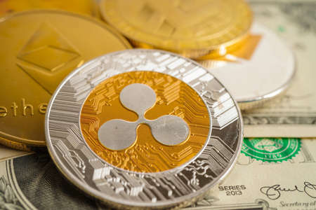 Ripple coin for online business and commercial, Digital currency, Virtual cryptocurrency.の写真素材
