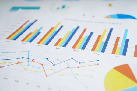 Charts Graphs paper. Financial development, Banking Account, Statistics, Investment Analytic research data economy, Stock exchange Business office company meeting concept.の写真素材