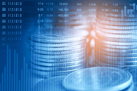 Stock market finance business, economy trend graph digital technology.の写真素材