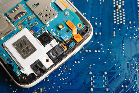 Repairing and upgrade mobile phone, electronic, computer hardware and technology concept.