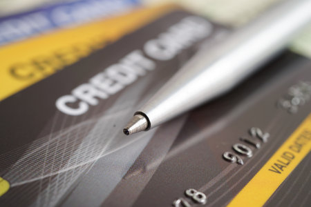 Credit card for online shopping, security finance business concept.