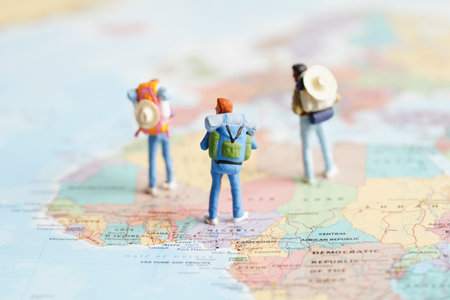 Business people rushing and going on a long trip for a work meeting at office.の写真素材