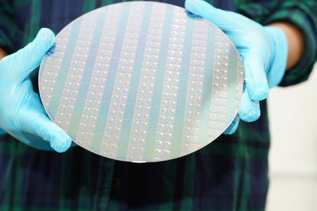 Silicon wafer for manufacturing semiconductor of integrated circuit.の写真素材