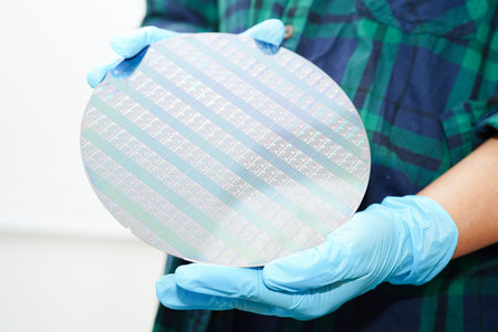 Silicon wafer for manufacturing semiconductor of integrated circuit.の写真素材