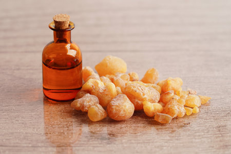 Frankincense or olibanum aromatic resin used in incense and perfumes.の写真素材