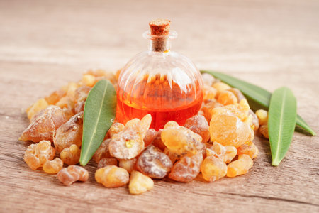 Frankincense or olibanum aromatic resin used in incense and perfumes.の写真素材