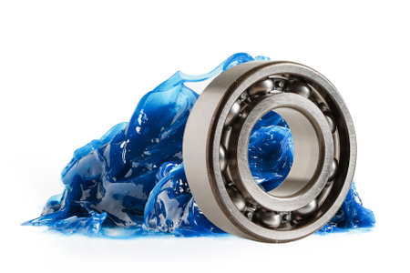 Grease, Blue premium quality synthetic lithium complex grease isolated on white background.の写真素材