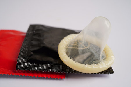 Condom  for prevent infection, safe sex  and birth control.の写真素材
