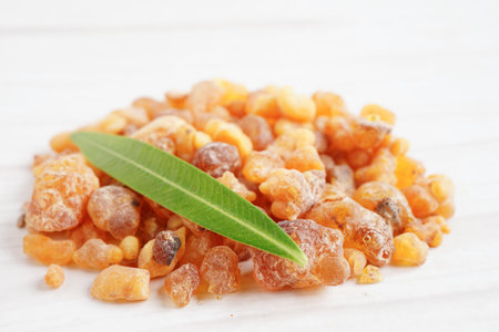 Frankincense or olibanum aromatic resin used in incense and perfumes.の写真素材