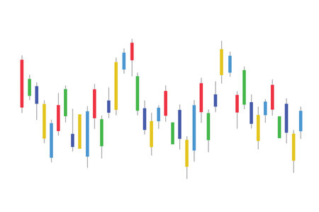 Stock market bar graph, candlestick chart, finance trade data, vector illustration.のイラスト素材
