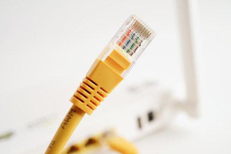 Ethernet cable for connect to wireless router link to internet service provider network.