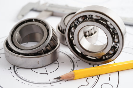 Engineering and precision tools with metal ball bering, mechanical industrial.の写真素材