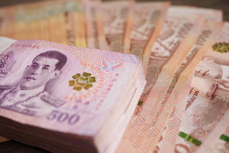 Thai baht banknote money, investment economy, accounting business and banking.