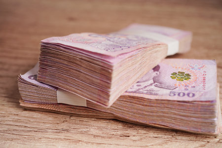 Thai baht banknote money, investment economy, accounting business and banking.