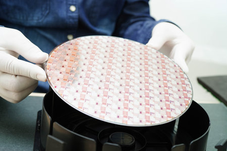 Silicon wafer for manufacturing semiconductor of integrated circuit.