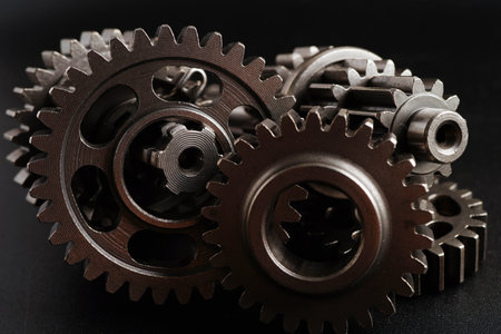 Metal gear wheel engine car and bike, mechanic industry.