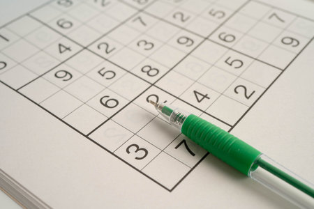 Sudoku puzzle, game to play for keeping your brain younger.の写真素材