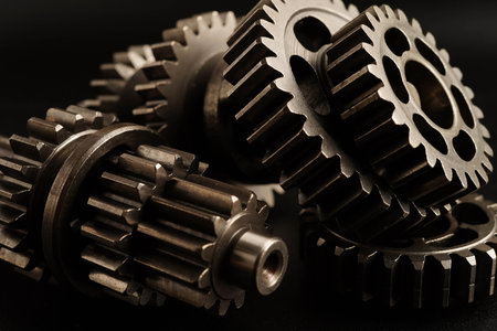 Metal gear wheel engine car and bike, mechanic industry.