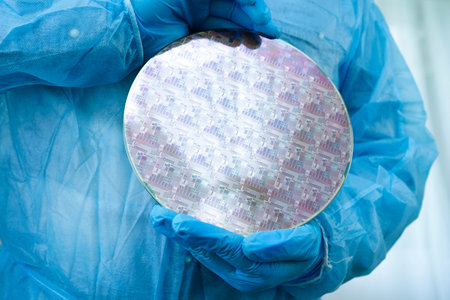 Silicon wafer for manufacturing semiconductor of integrated circuit.の写真素材