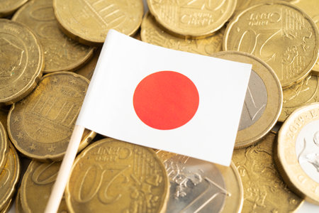 Japan with coins for finance businessの写真素材