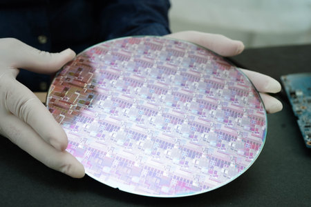 Silicon wafer for manufacturing semiconductor of integrated circuit.の写真素材