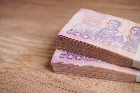 Thai baht banknote money, investment economy, accounting business and banking.の写真素材