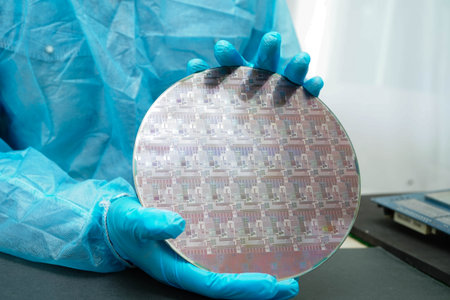 Silicon wafer for manufacturing semiconductor of integrated circuit.