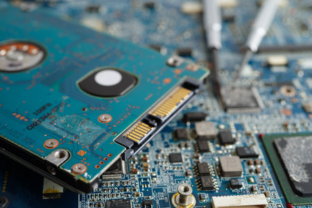 Repairing and upgrade circuit mainboard of notebook, electronic, computer hardware and technology.