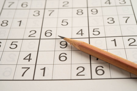 Sudoku puzzle, game to play for keeping your brain younger.の写真素材