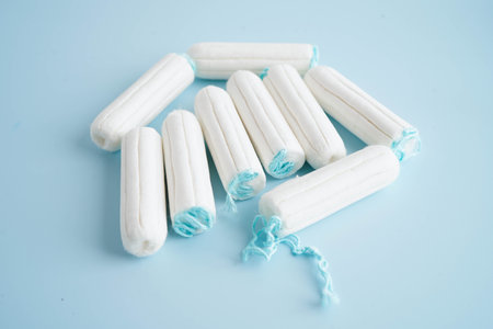Cotton tampons for women hygiene menstrual period cycle protection.の写真素材