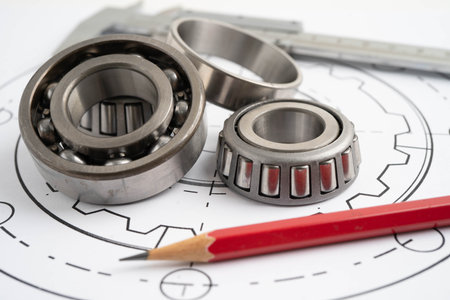 Engineering and precision tools with metal ball bering, mechanical industrial.の写真素材