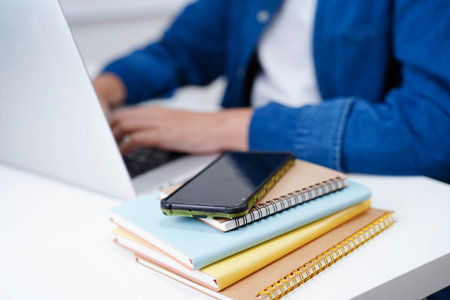 Teenage using tablet for communication, search data internet website to learn.