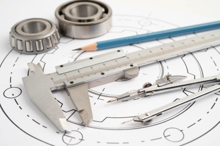 Engineering and precision tools with metal ball bering, mechanical industrial.の写真素材