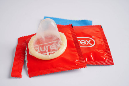 Bangkok, Thailand May 15, 2023 condom for female on calendar, ovulation day.のeditorial素材