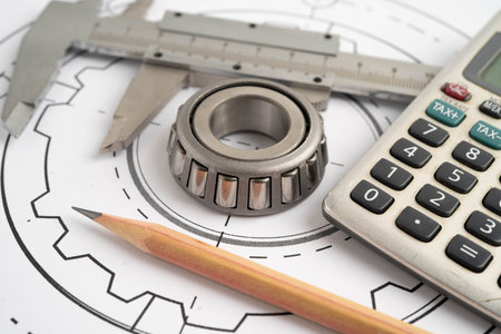 Engineering and precision tools with metal ball bering, mechanical industrial.の写真素材