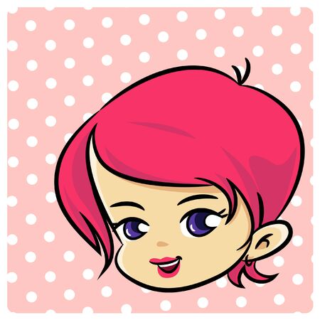 girl face cartoon characterのイラスト素材