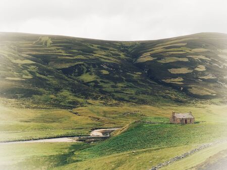 Vintage Style Photo of Rural Landscape in Scotlandの写真素材